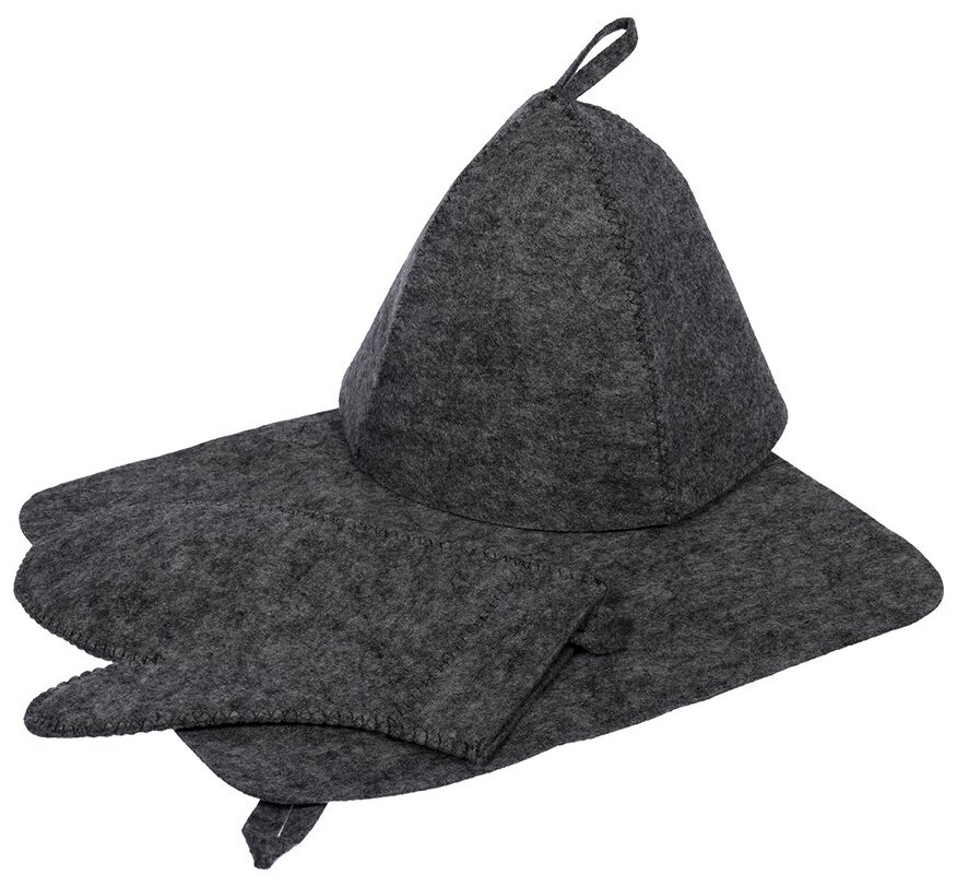 Набор из 3-х предметов Hot Pot: шапка, коврик, рукавица (серый, арт. БШ 41184)