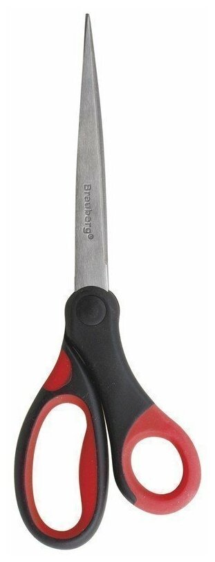 Ножницы BRAUBERG "Energy", 210 мм, прорезиненные ручки, красно-черные, 2-х сторонняя заточка