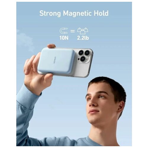 Внешний аккумулятор с магнитной беспроводной зарядкой Anker 621 Magnetic Battery MagGo Blue A1610Р31 520000₽