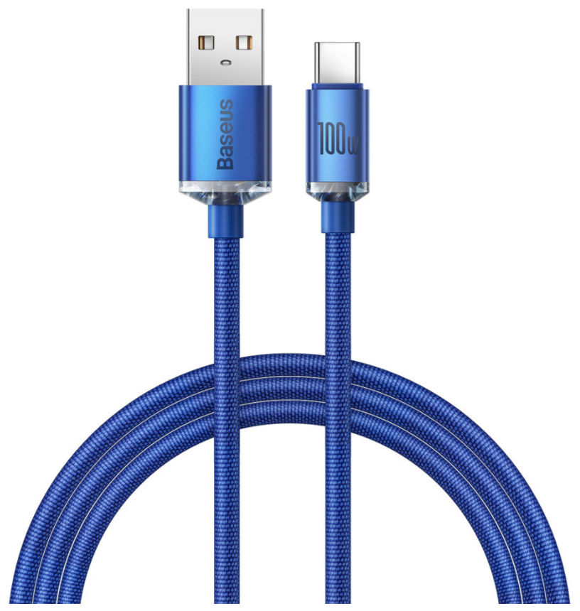 Кабель Baseus Crystal Shine Series Fast Charging Data Cable USB to Type-C 100W 1.2m (CAJY000403) синий