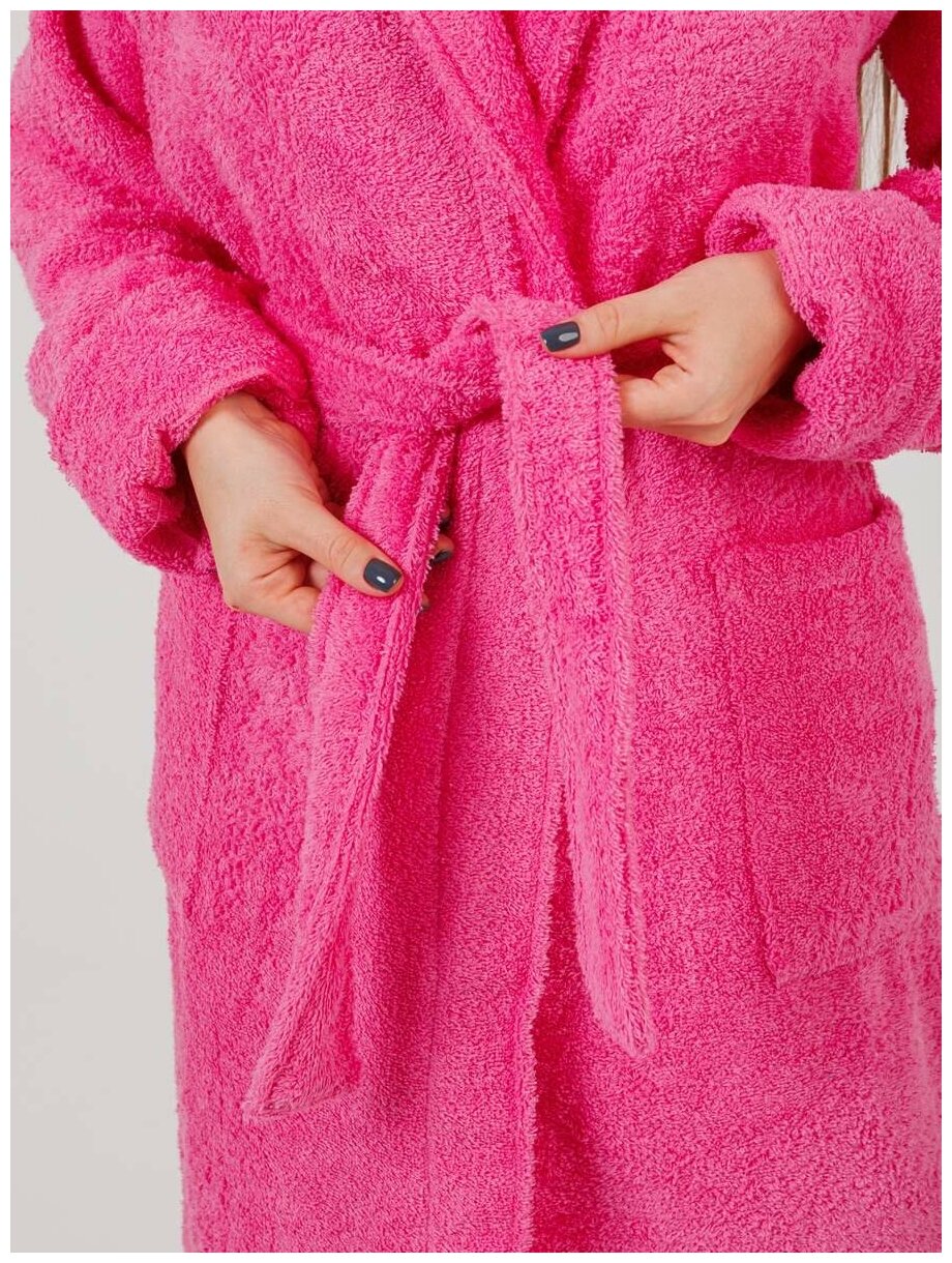Халат махровый женский BIO-TEXTILES 44-46 розовый домашний банный для беременных в роддом больших размеров с воротником в подарок гостиничный - фотография № 7