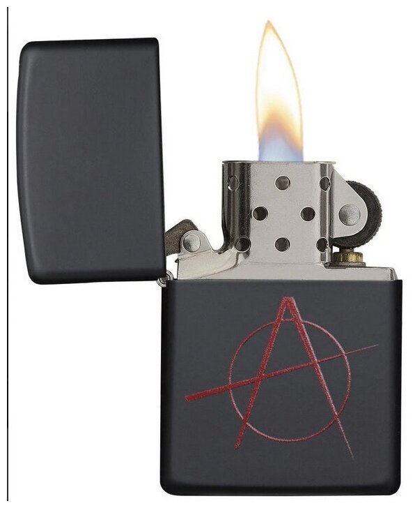 Оригинальная бензиновая зажигалка ZIPPO 20842 Anarchy Symbol с покрытием Black Matte - Символ Анархии - фотография № 5