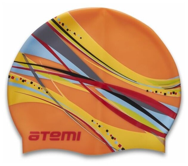 Шапочка для плавания Atemi Psc303, детская, силикон, оранжевая графика Atemi 7427338 .
