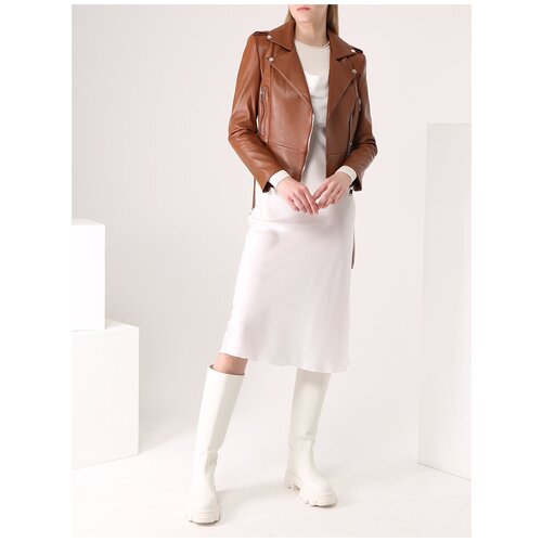 фото Куртка-косуха кожаная цвет карамальный, размер xs-s affection