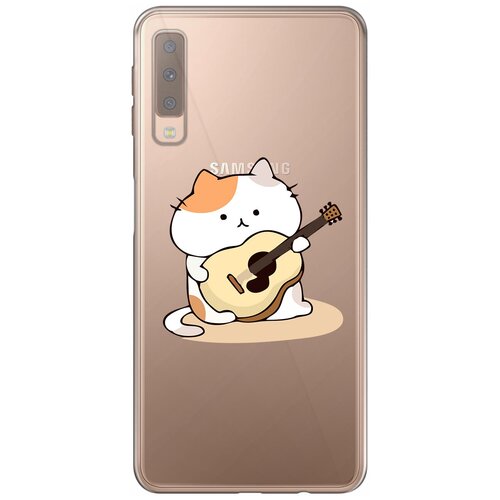 Силиконовый чехол Mcover на Samsung Galaxy A7 2018 (A750) с рисунком Музыкальный кот силиконовый чехол mcover на samsung galaxy a7 2018 a750 с рисунком кот и собака при луне