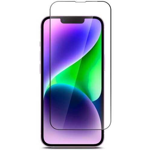 Защитное стекло на Apple iPhone 14 Plus (Эпл Айфон 14+) на экран, прозрачное черная рамка полноэкранное силиконовая клеевая основа Full Glue, Brozo