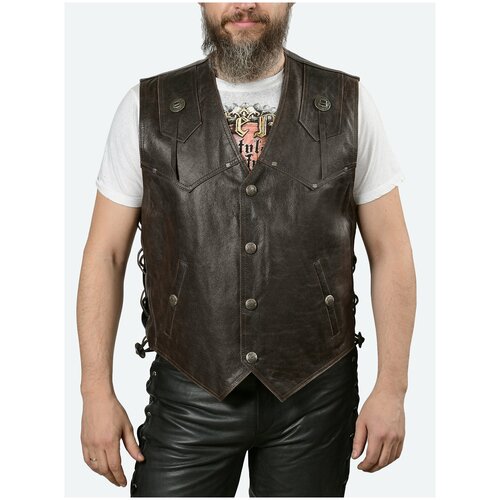 фото Жилет кожаный route66 на кнопках (l, черный) route 66