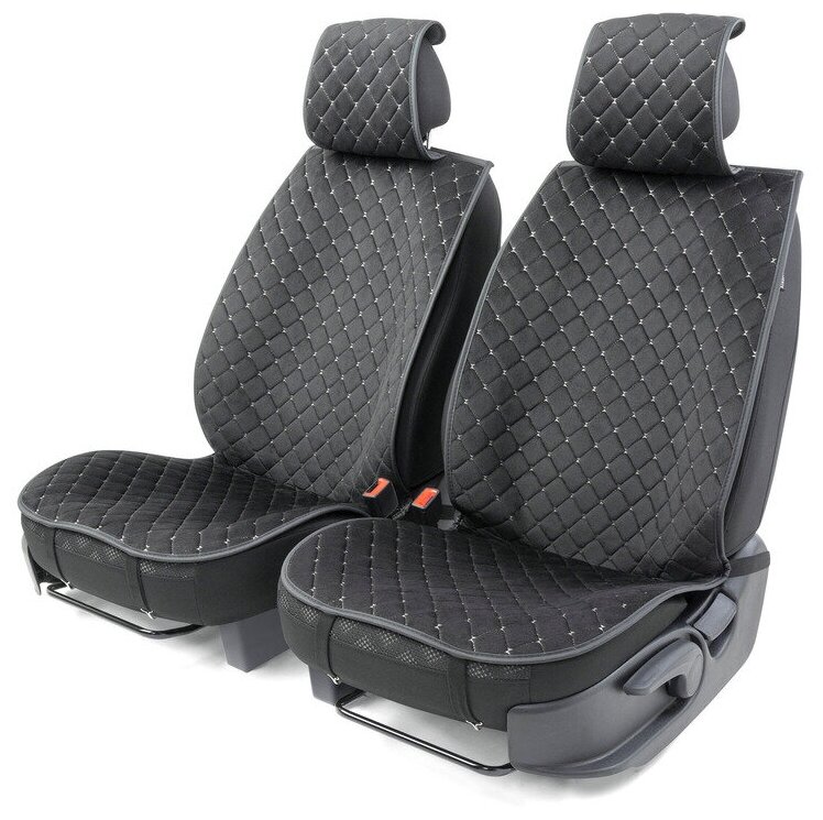 Накидки на передние сиденья Car Performance CUS-1012 BK/GY 2 шт алькантара поролон 8 мм чёрн./серый