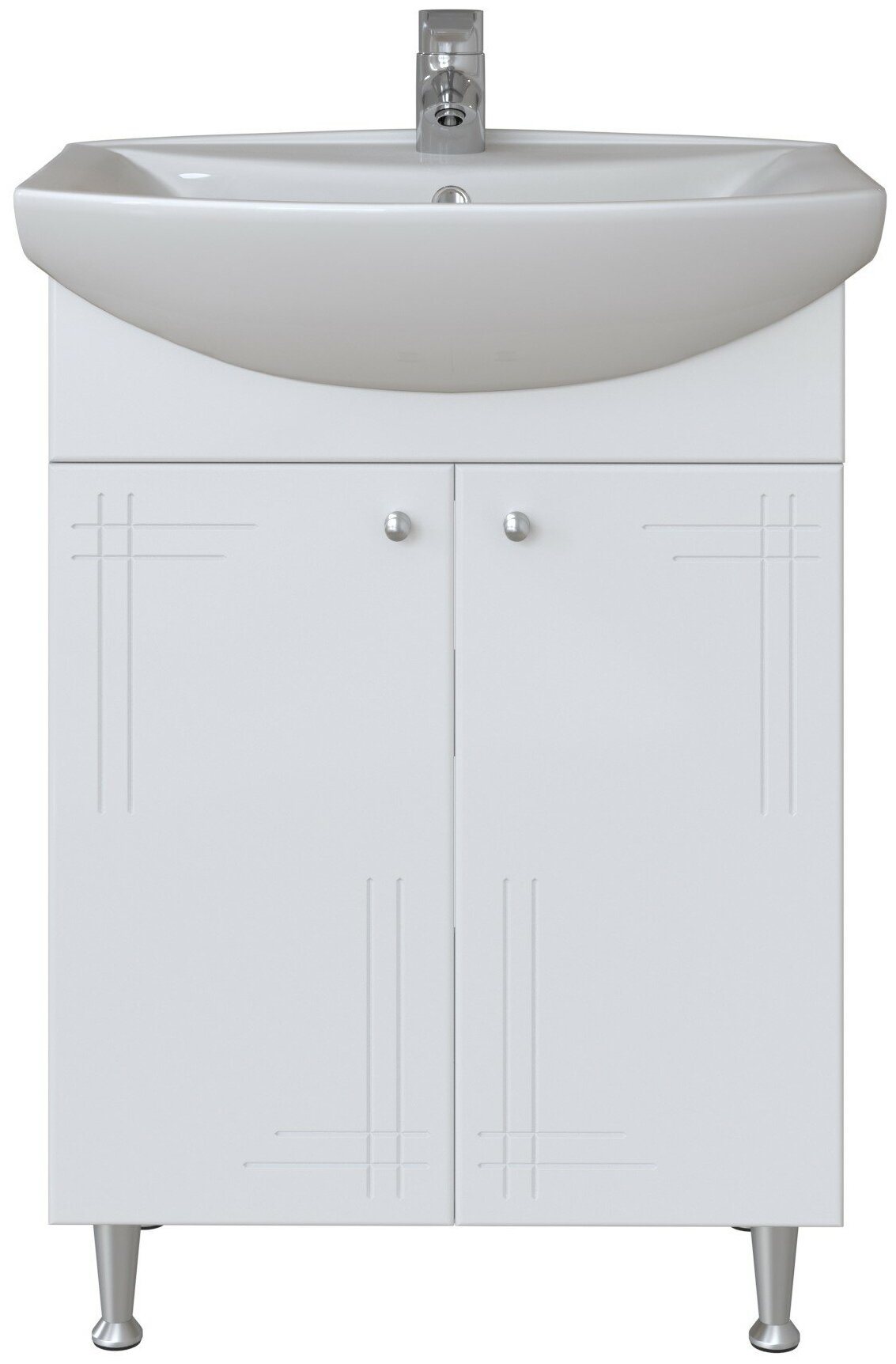 Тумба напольная SanStar Июнь 60 с раковиной Грация (комплект) для ванной комнаты, белая