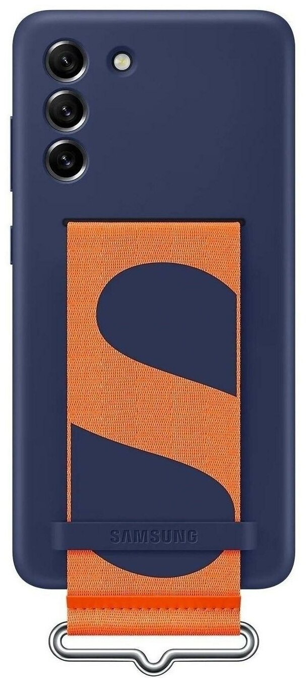 Чехол Samsung Silicone Cover with Strap для Samsung Galaxy S21 FE (EF-GG990TNEGRU) синий