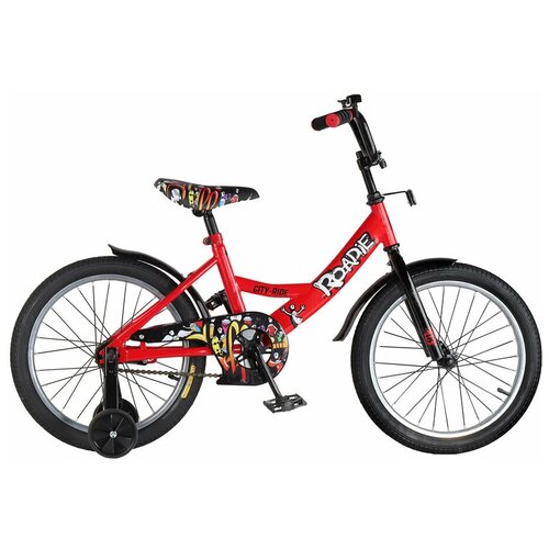фото Велосипед детский двухколесный city-ride roadie, рама сталь, колеса 18", страховочные колеса, велосипед для мальчиков, для девочек, для детей, цвет красный