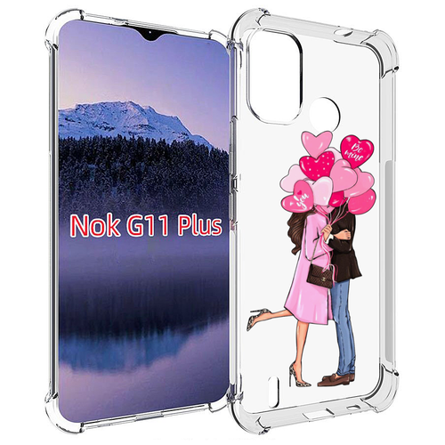 Чехол MyPads девушка-с-парнем-сердечки женский для Nokia G11 Plus задняя-панель-накладка-бампер