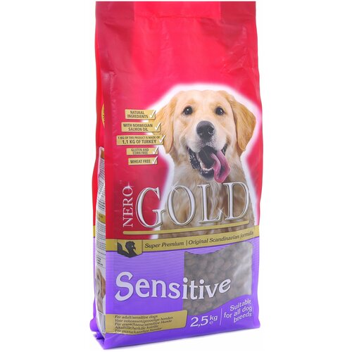 NERO GOLD - Корм для собак с чувствительным пищеварением, с индейкой и рисом (sensitive turkey and rice 23/13) 12 кг