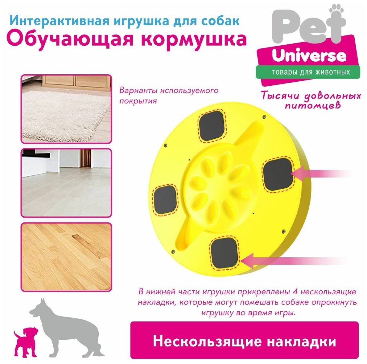 Развивающая игрушка для собак и кошек Pet Universe, головоломка, интерактивная обучающая кормушка дозатор, для медленной еды и лакомств,IQ PU1003Y - фотография № 10