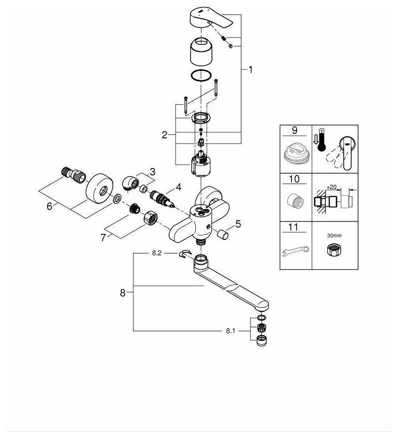 Смеситель Grohe Eurosmart универсальный - фото №4