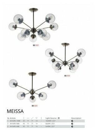 Люстра на штанге ARTE LAMP MEISSA A4164PL-6AB - фотография № 5