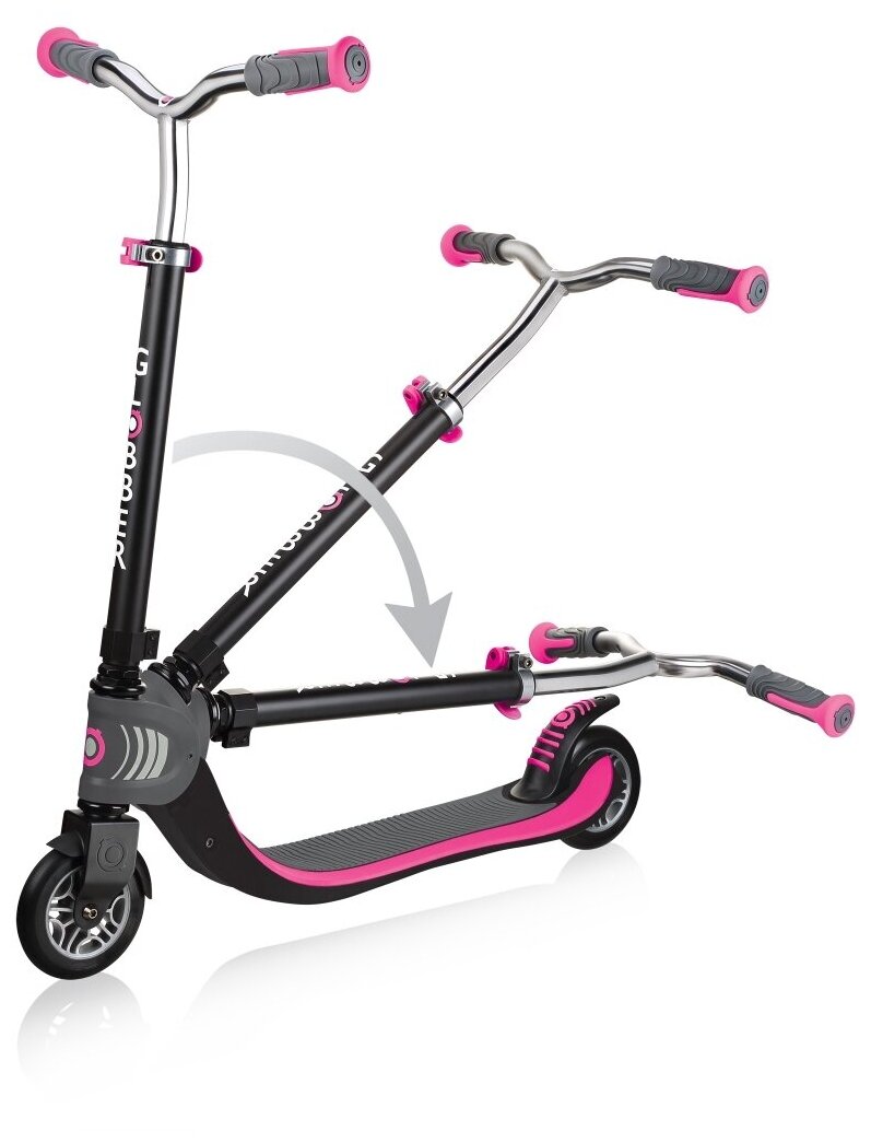 Самокат Globber Flow 125 Foldable детский 2-кол. черный/розовый (473-114) - фото №2