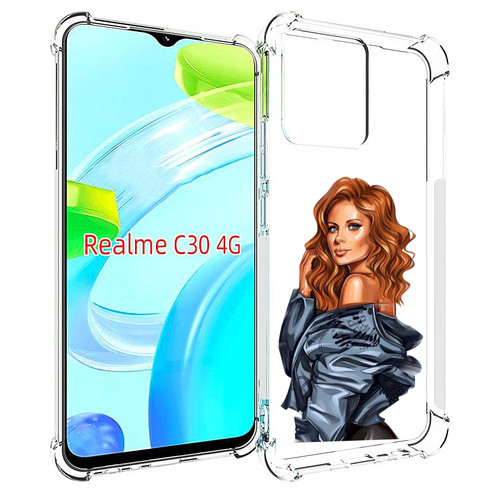 Чехол MyPads Рыжая-девушка женский для Realme C30 4G / Narzo 50i Prime задняя-панель-накладка-бампер