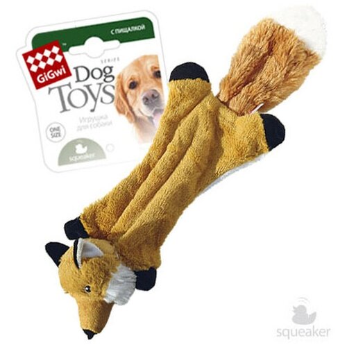 Игрушка для собак GiGwi Dog Toys Шкурка лисы (75261), коричневый, 1шт. gigwi шкурка енота с бутылкой пищалкой 520 мм 0 15 кг 2 штуки