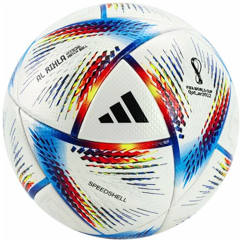 Мяч футбольный ADIDAS WC22 Rihla PRO , H57783, р.5, FIFA PRO, 20пан, ПУ, термосш, мультиколор