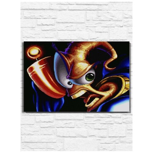 Картина по номерам на холсте игра Earthworm Jim (Sega, Сега, 16 bit, 16 бит, ретро приставка) - 9857 Г 60x40 картина по номерам на холсте игра earthworm jim sega сега 16 bit 16 бит ретро приставка 9857 г 30x40