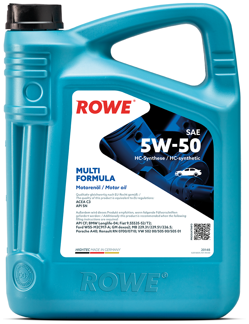 HC-синтетическое моторное масло ROWE Hightec Multi Formula SAE 5W-50, 5 л