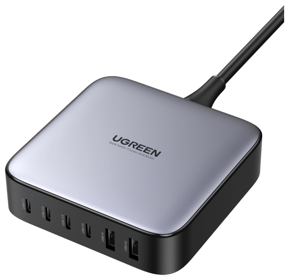 Зарядное устройство сетевое UGREEN 40914_ 2*USB Type-A, 4*USB Type-C, 200W, цвет: черный - фото №1