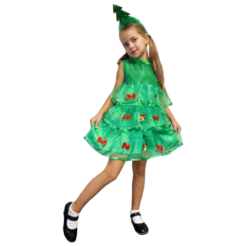 фото Костюм "ёлочка" платье и ободок, размер 110 avrora kids