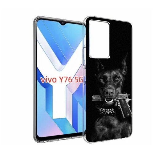 Чехол MyPads доберман мужской для Vivo Y76 5G задняя-панель-накладка-бампер