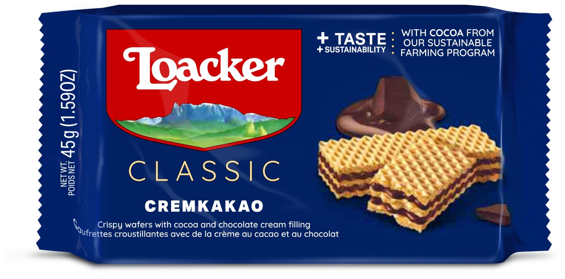 Вафли Loacker Classic Cremkakao (сливочная какао-начинка), 8шт по 45 г - фотография № 2