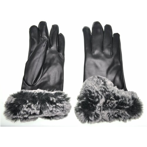 Кожаные женские перчатки с мехом Gsmin Leather Gloves (Черный)