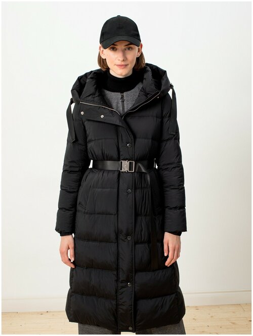 Пальто  Pompa зимнее, силуэт трапеция, удлиненное, размер 42/170, черный