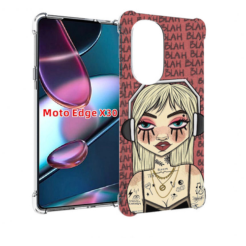 Чехол MyPads дерзкая-девушка-в-наушниках женский для Motorola Moto Edge X30 задняя-панель-накладка-бампер