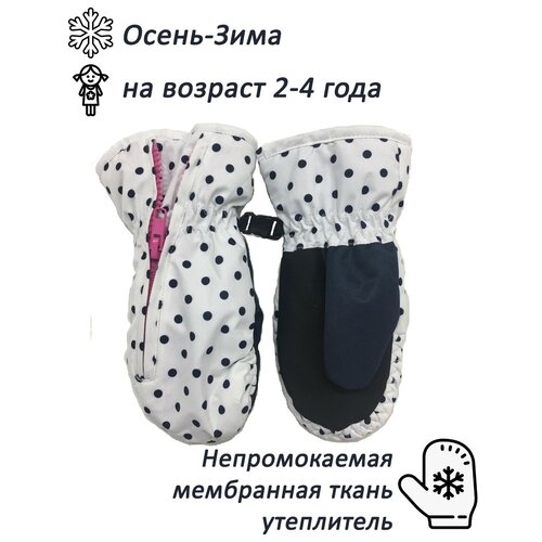 Варежки Milli для девочек демисезонные, подкладка, непромокаемые, размер 1, 2, белый