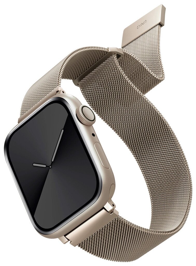 Uniq для Apple Watch 45/44/42 mm ремешок Dante Strap Mesh Steel Starlight