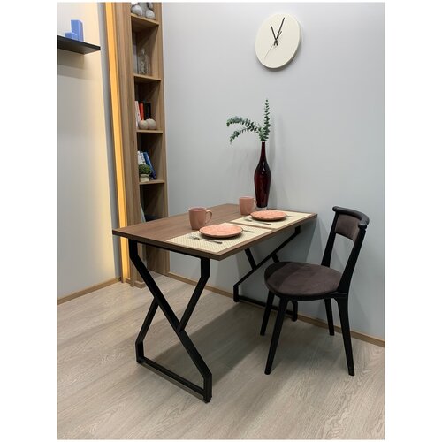 Обеденный стол RUBY VOLT (орех линкольн) 100х70, ножки металл 40х20 ручной работы.