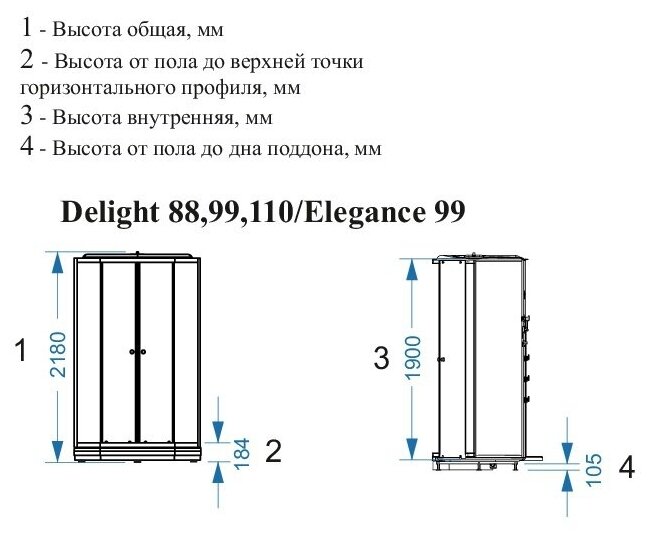 Душевая кабина, Domani-Spa Delight 99, тонированное стекло, низкий ...