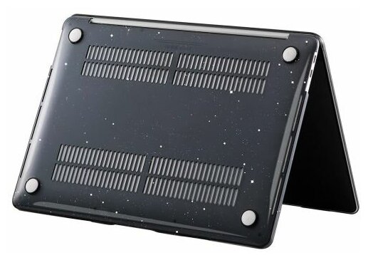 Чехол накладка для ноутбука Apple Macbook Air 13 дюймов черный прозрачный с блестками