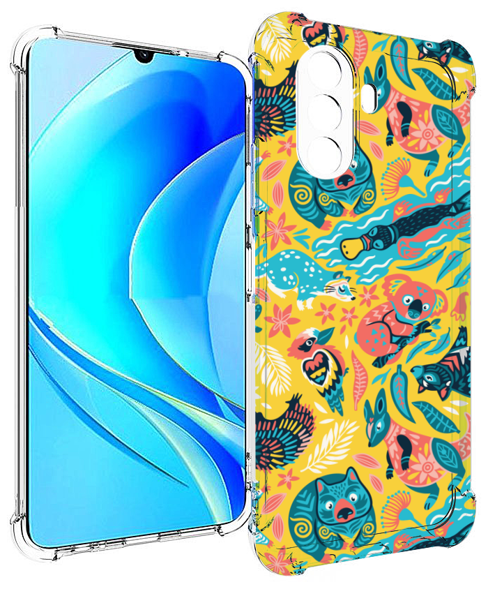 Чехол MyPads seamless-pattern для Huawei Nova Y70 / Nova Y70 Plus (MGA-LX9N) / Huawei Enjoy 50 задняя-панель-накладка-бампер