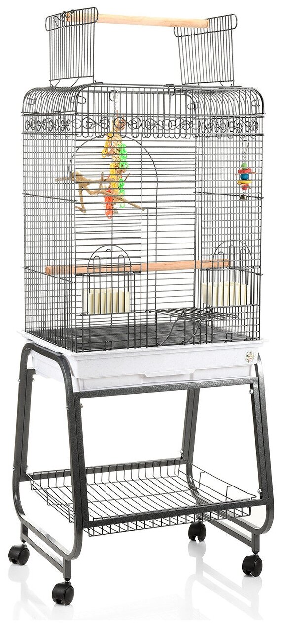 Клетка для птиц Montana Cages "Birdyhome", тёмно-серая, 55х41х142см (Германия) - фотография № 1