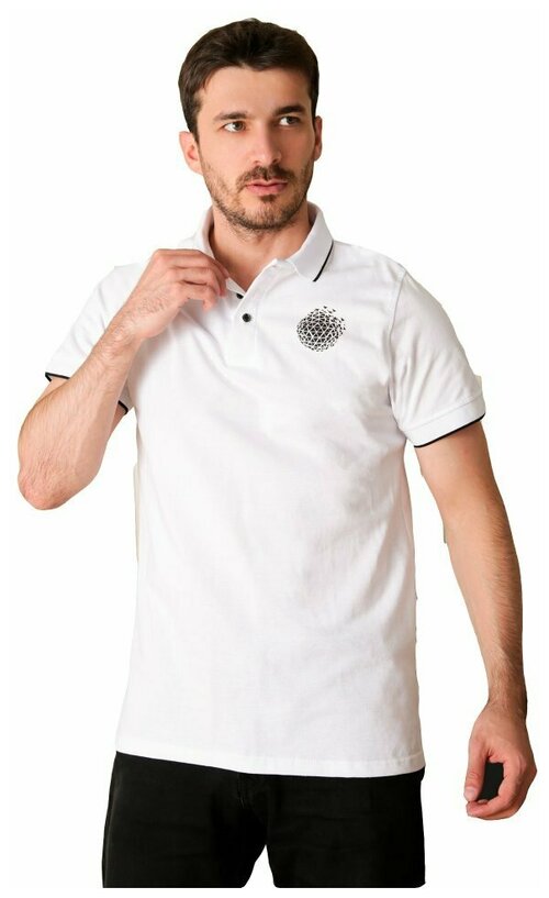 Мужская футболка-поло GeoLuk, цвет белый, размер 54