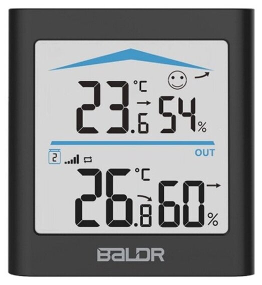 Термогигрометр цифровой Baldr B0135T2H2 черный, с внешним датчиком