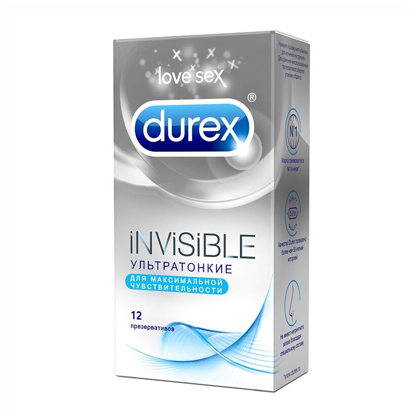 Презервативы Durex (Дюрекс) Invisible ультратонкие 12 шт. doodle Рекитт Бенкизер Хелскэр (ЮК) Лтд - фото №4