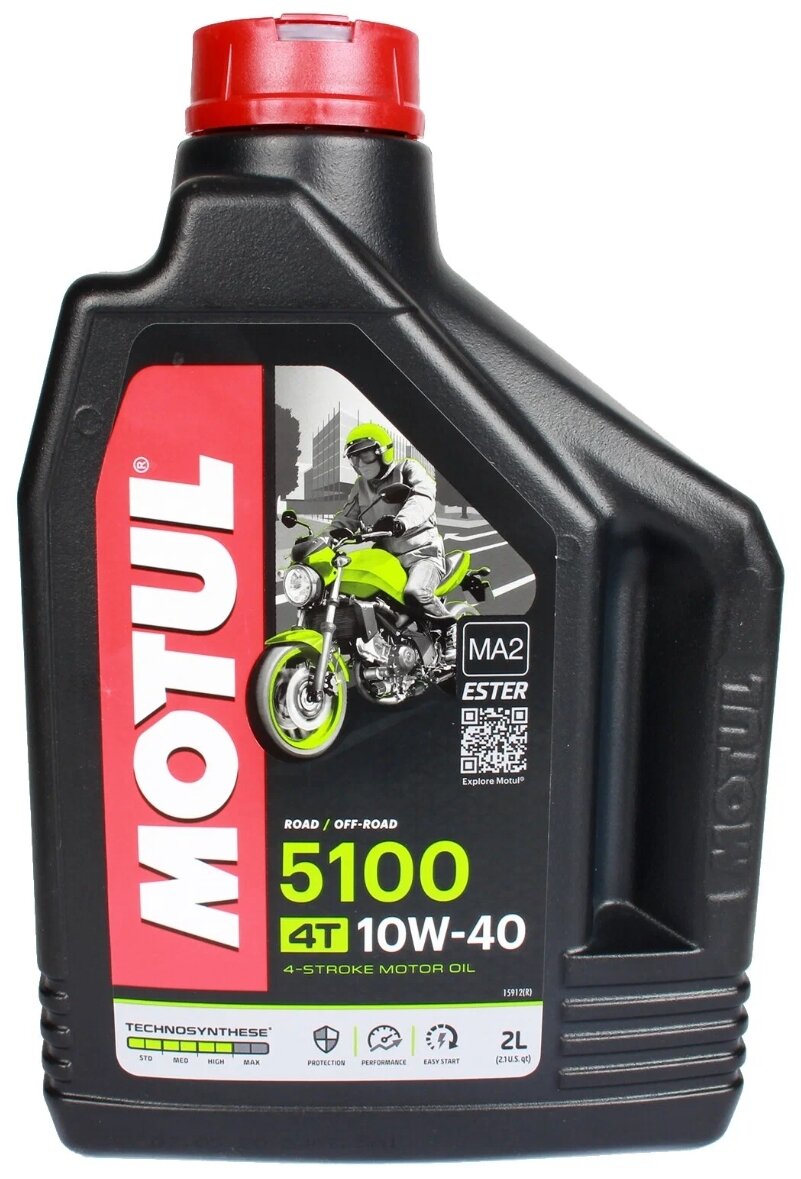 Моторное масло Motul 5100 4T 10W-40 для мотоциклов, полусинтетическое, 2 л (104067) .