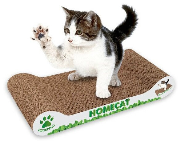 HOMECAT Когтеточка Мятная волна (48×25×8 см) (гофрокартон), серая - фотография № 2