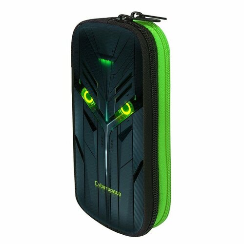 Пенал мягкий 2 отделения объёмный 90 х 220 х 40 мм Stavia Кибер чёрныйзелёный 86210 1032₽
