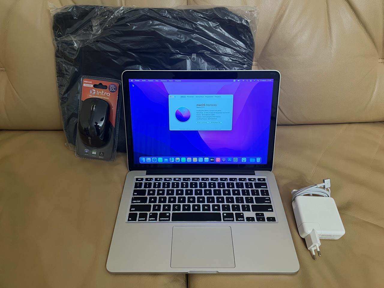 Apple Macbook Pro 13 Early 2015, Intel Core i7 3.1ГГц, ОЗУ 16ГБ, SSD 256ГБ, Retina Display, MacOS Monterey, MF839