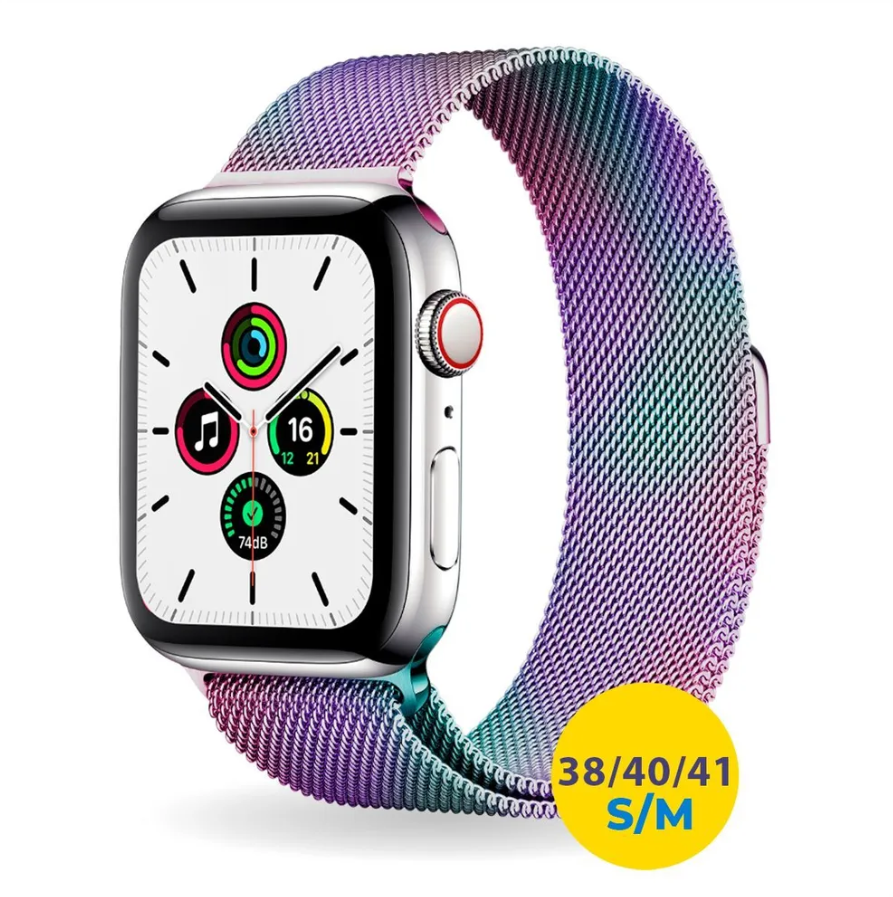 Ремешок миланская петля для Apple Watch 38-40-41 mm, Series 1-7, SE / Металлический браслет (milanese loop) для смарт часов Эпл Вотч /Перламутровый