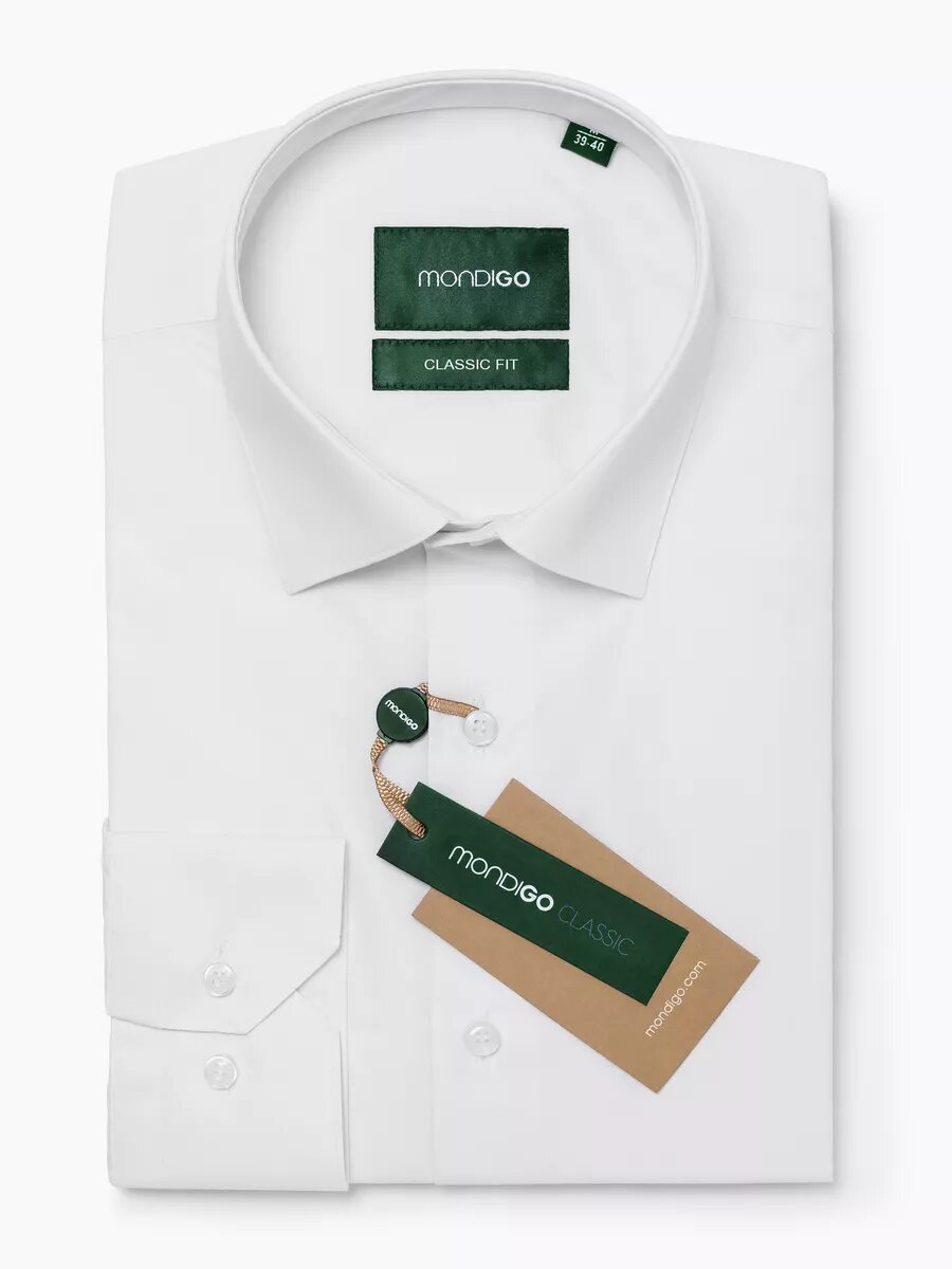 Рубашка MONDIGO классическая CLASSIC FIT с длинным рукавом, размер S - 170-182, белый