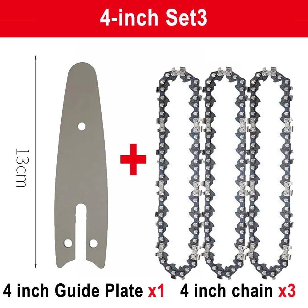 фото 4-дюймовая пила 1/4 P, электрическая пила, 28 узлов, 14 ножей, Электрическая цепная пила, направляющая, сменные стальные цепи для мини бензопилы, садовый инструмент